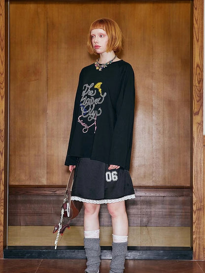 Fun Rope Colorful Wheat Print Oversized Knit Tee