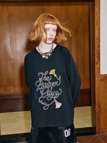 Fun Rope Colorful Wheat Print Oversized Knit Tee