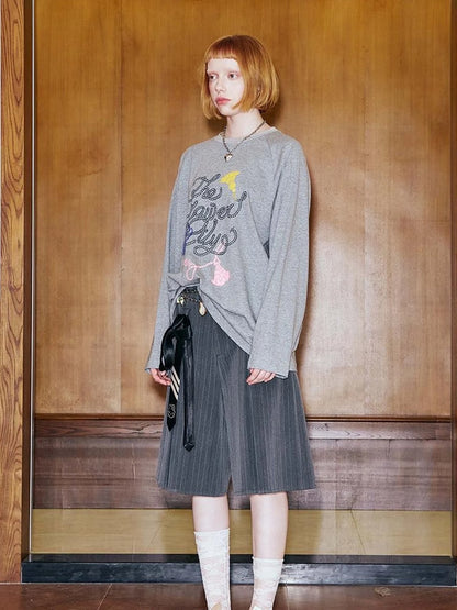 Fun Rope Colorful Wheat Print Oversized Knit Tee