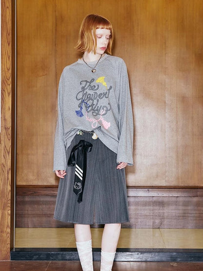 Fun Rope Colorful Wheat Print Oversized Knit Tee