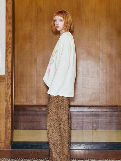 Fun Rope Colorful Wheat Print Oversized Knit Tee