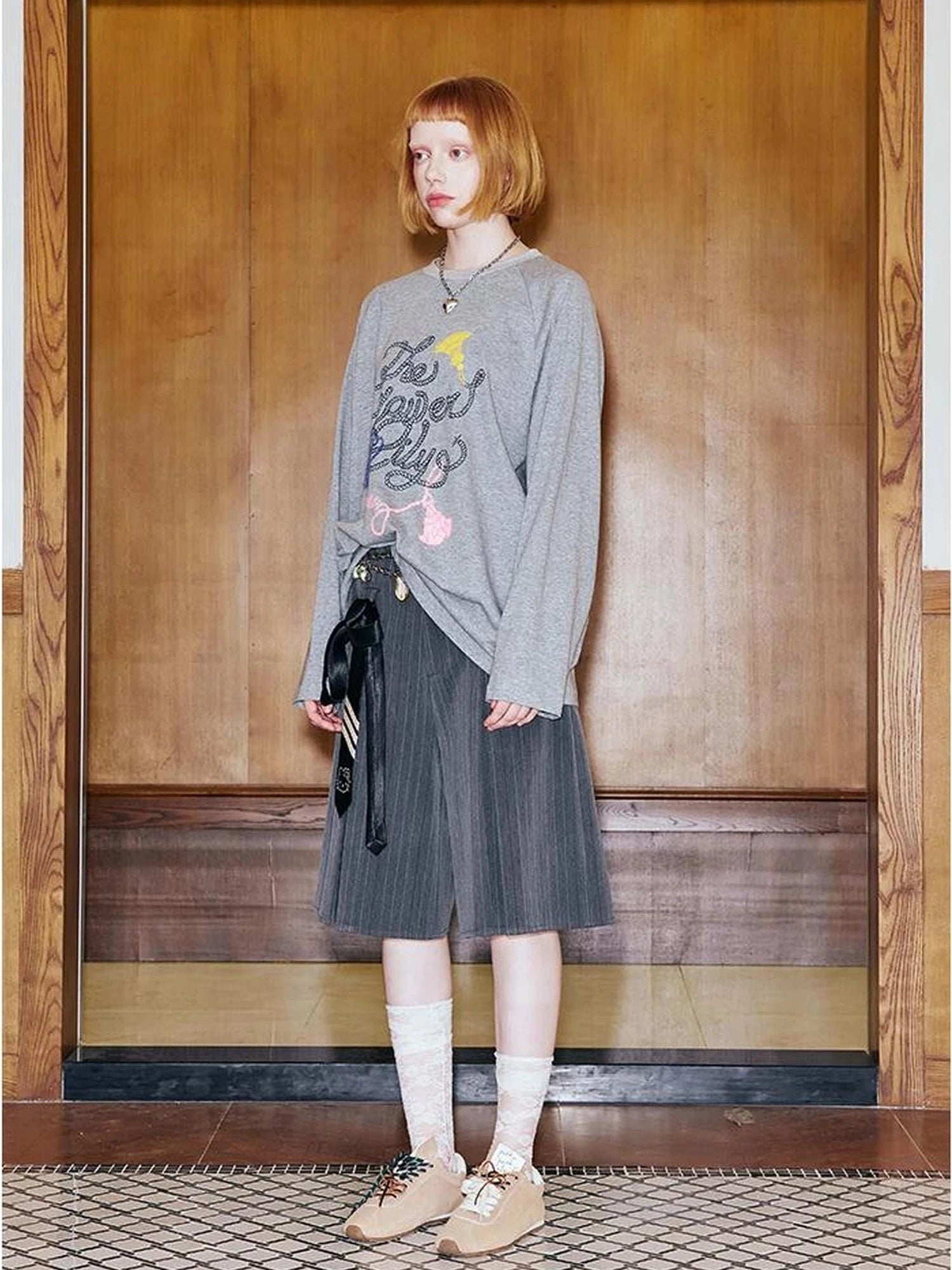 Fun Rope Colorful Wheat Print Oversized Knit Tee