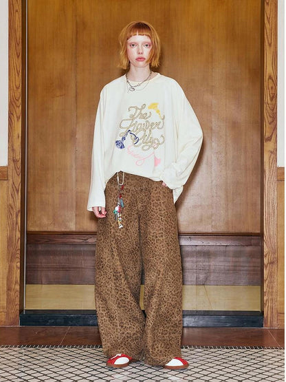 Fun Rope Colorful Wheat Print Oversized Knit Tee