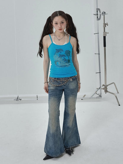 Achihara Sparkly Disco Summer Sleeveless T-Shirt &amp; Vest