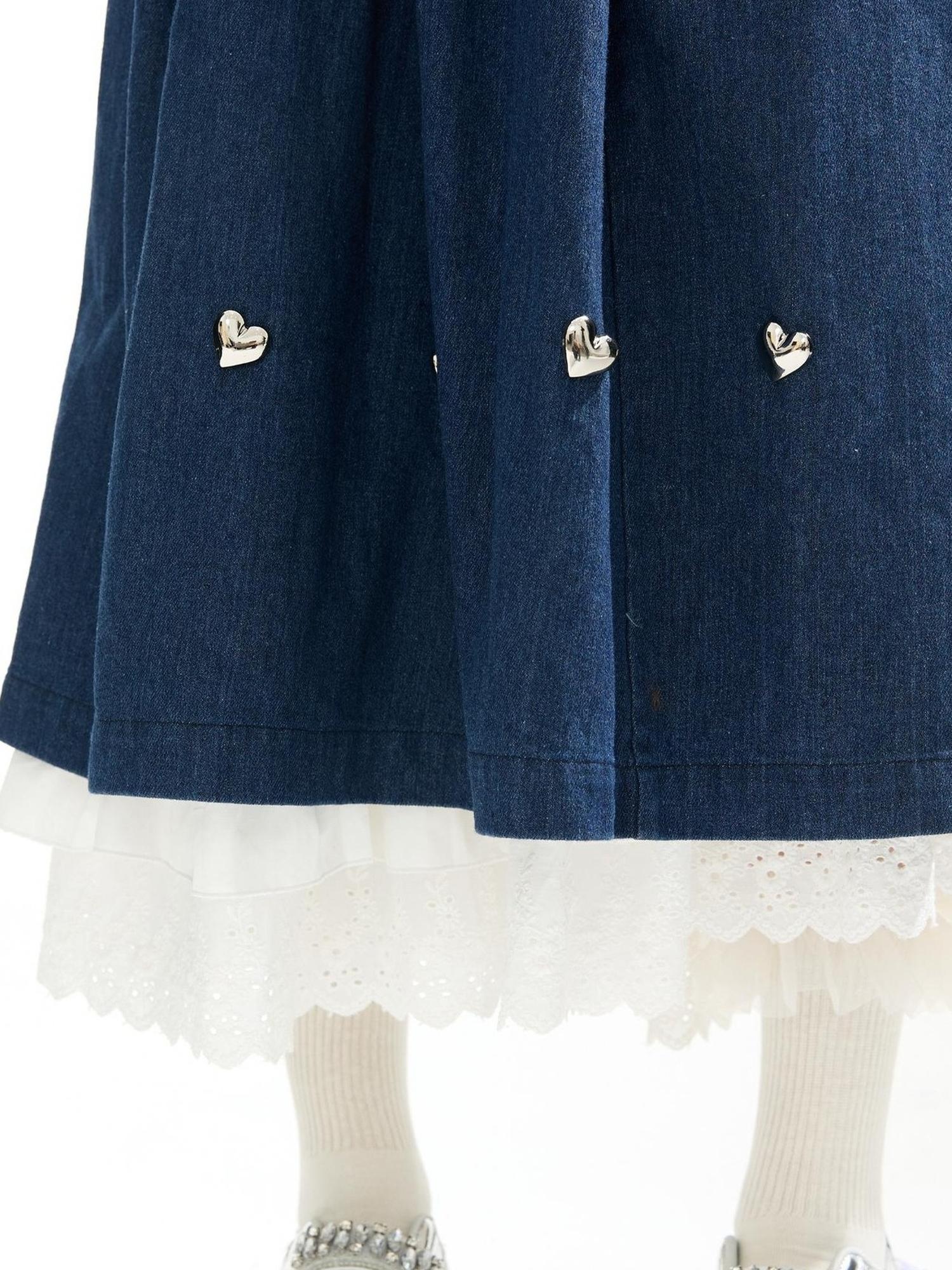 Sweet Mi Future Goth Denim Punk Shirt Skirt Set