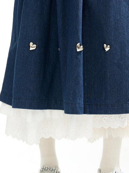 Sweet Mi Future Goth Denim Punk Shirt Skirt Set