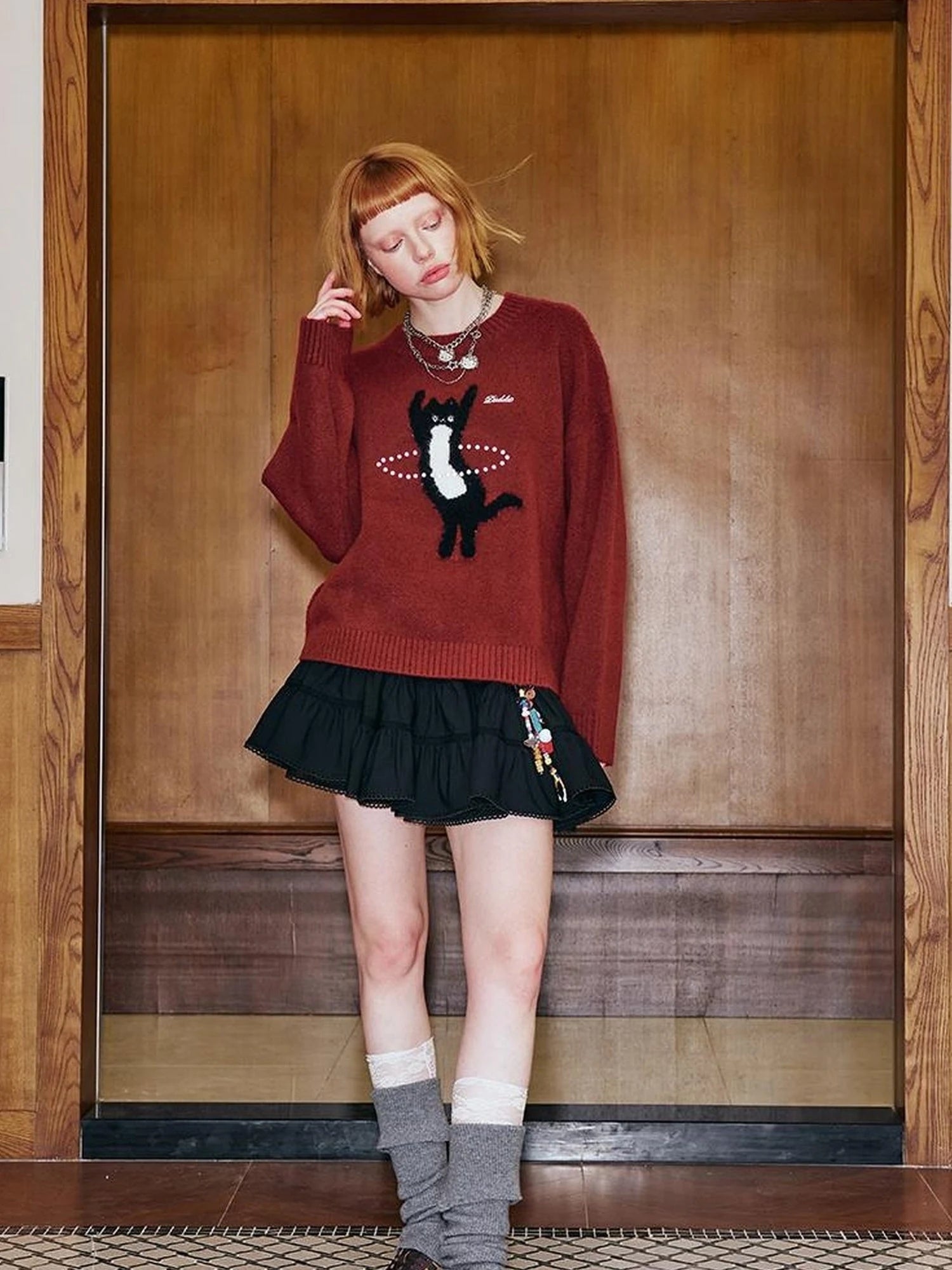 Future Kitten Holographic Beaded Knit Sweater