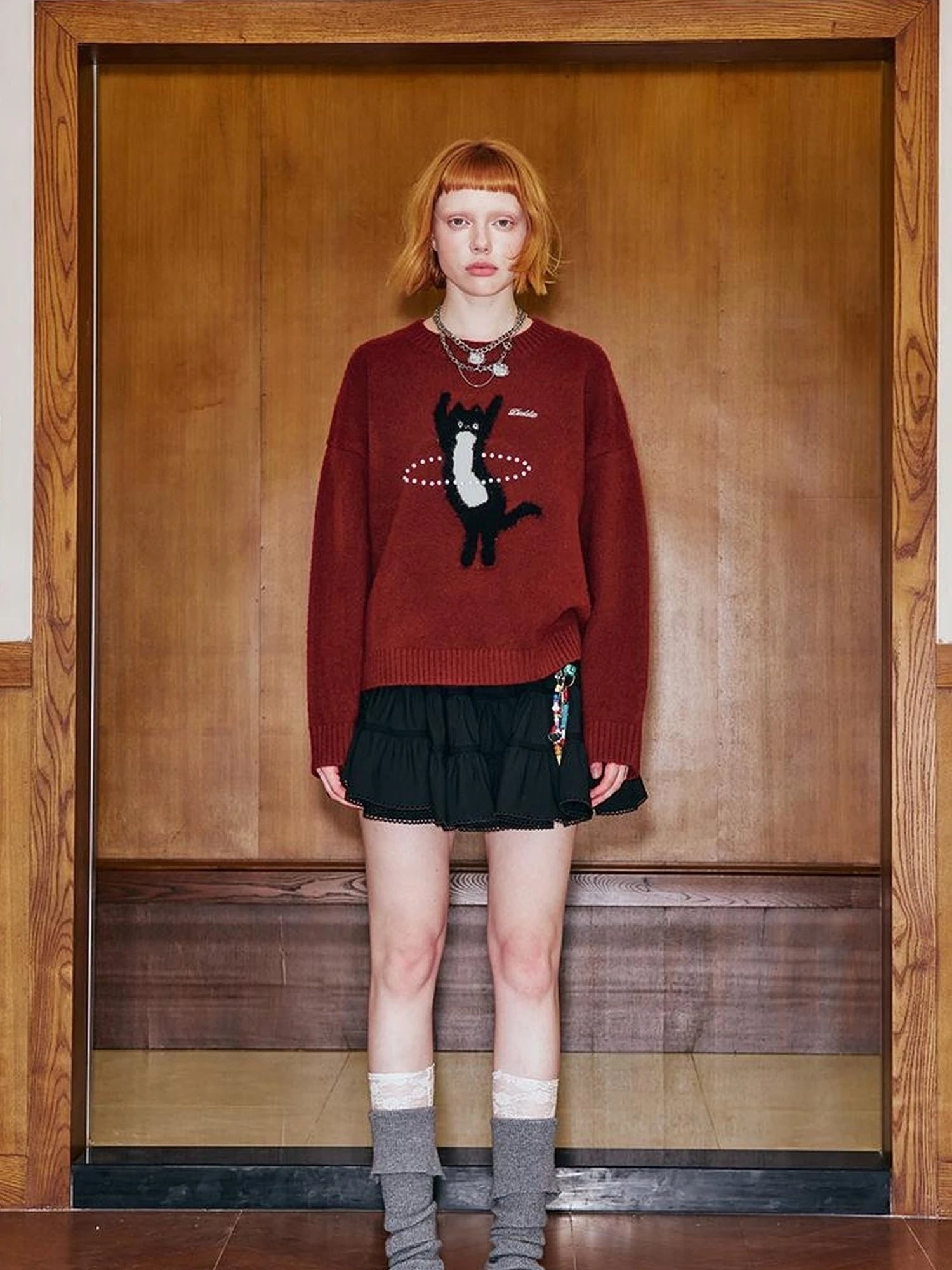 Future Kitten Holographic Beaded Knit Sweater