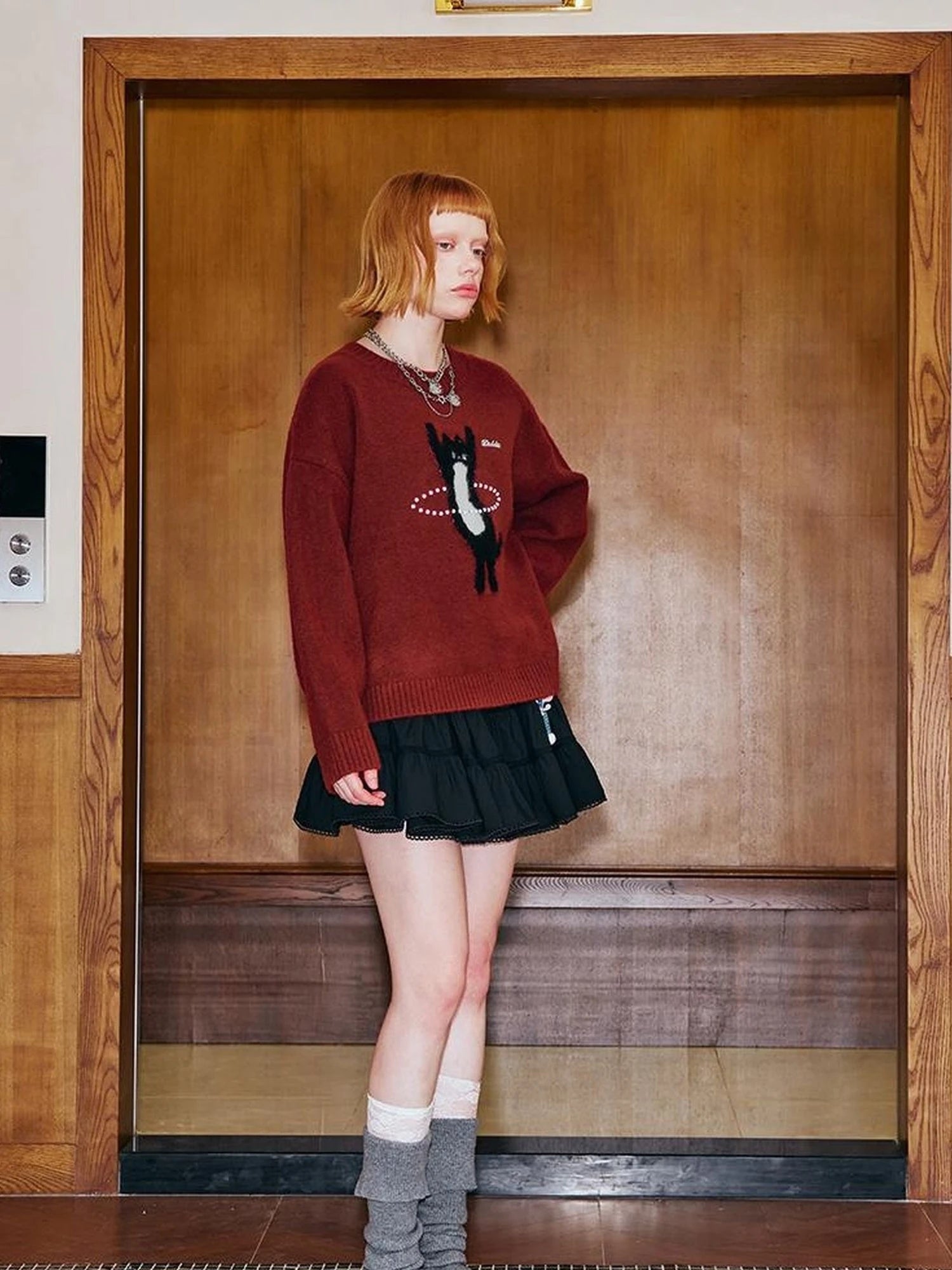 Future Kitten Holographic Beaded Knit Sweater