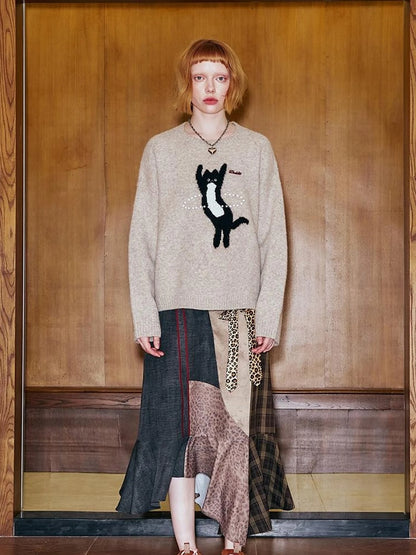 Future Kitten Holographic Beaded Knit Sweater