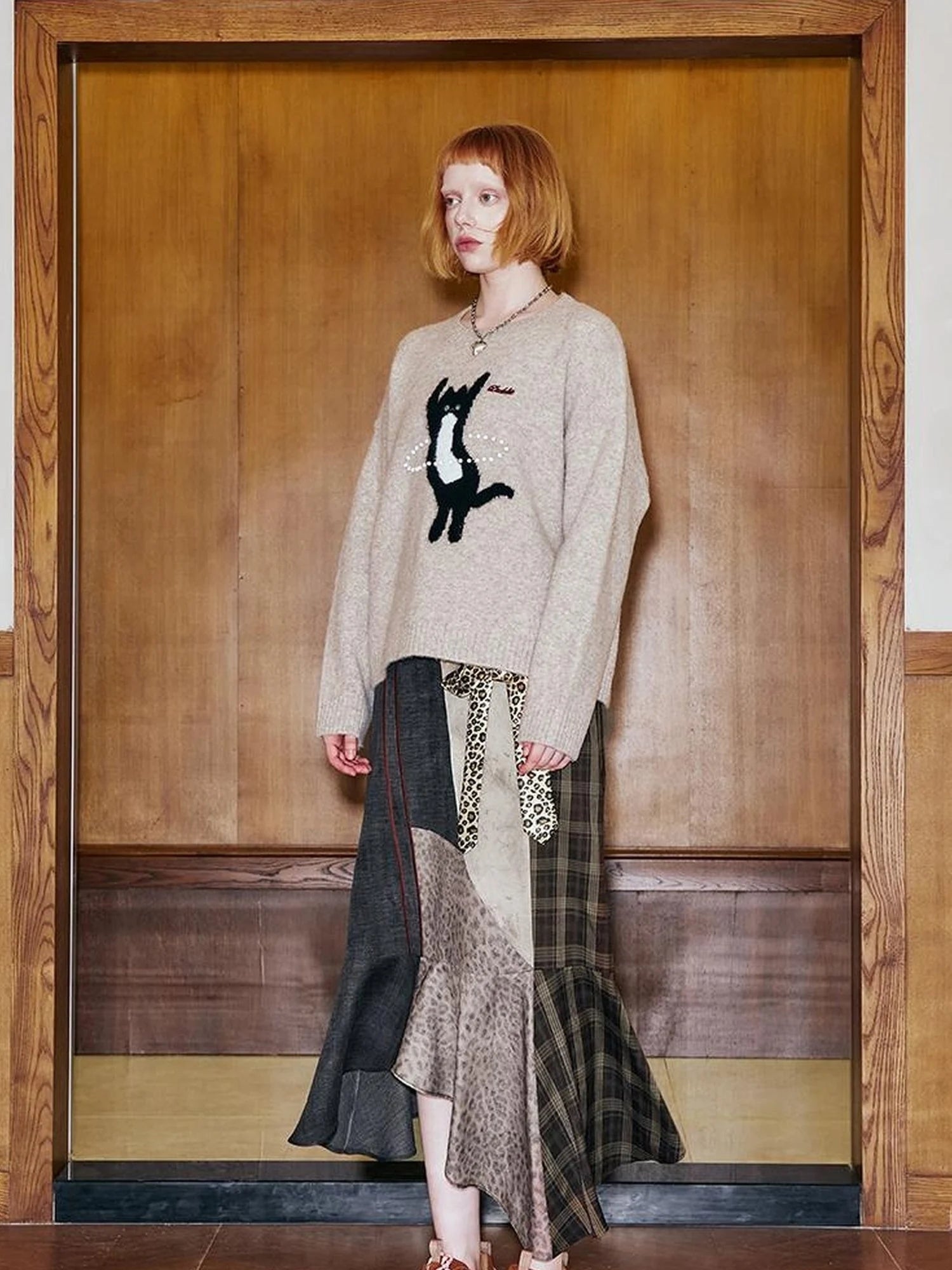 Future Kitten Holographic Beaded Knit Sweater