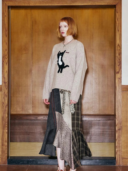 Future Kitten Holographic Beaded Knit Sweater