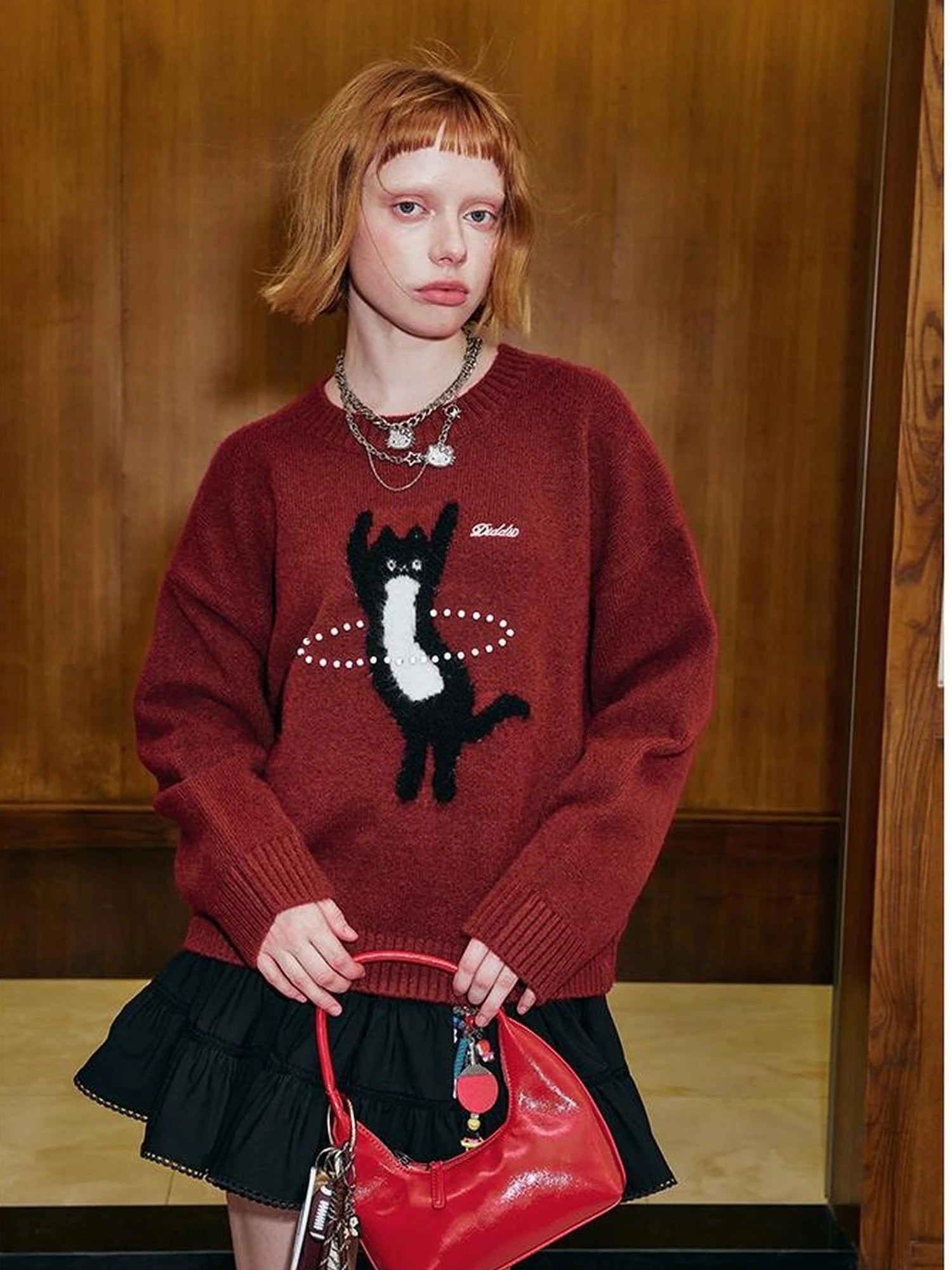 Future Kitten Holographic Beaded Knit Sweater