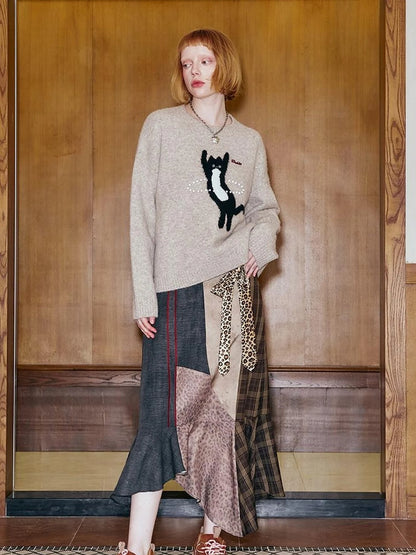 Future Kitten Holographic Beaded Knit Sweater