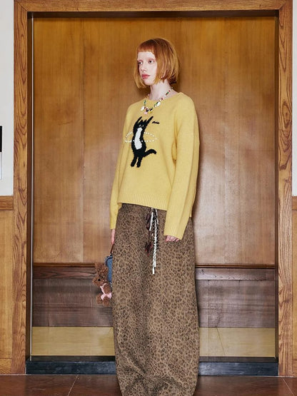 Future Kitten Holographic Beaded Knit Sweater