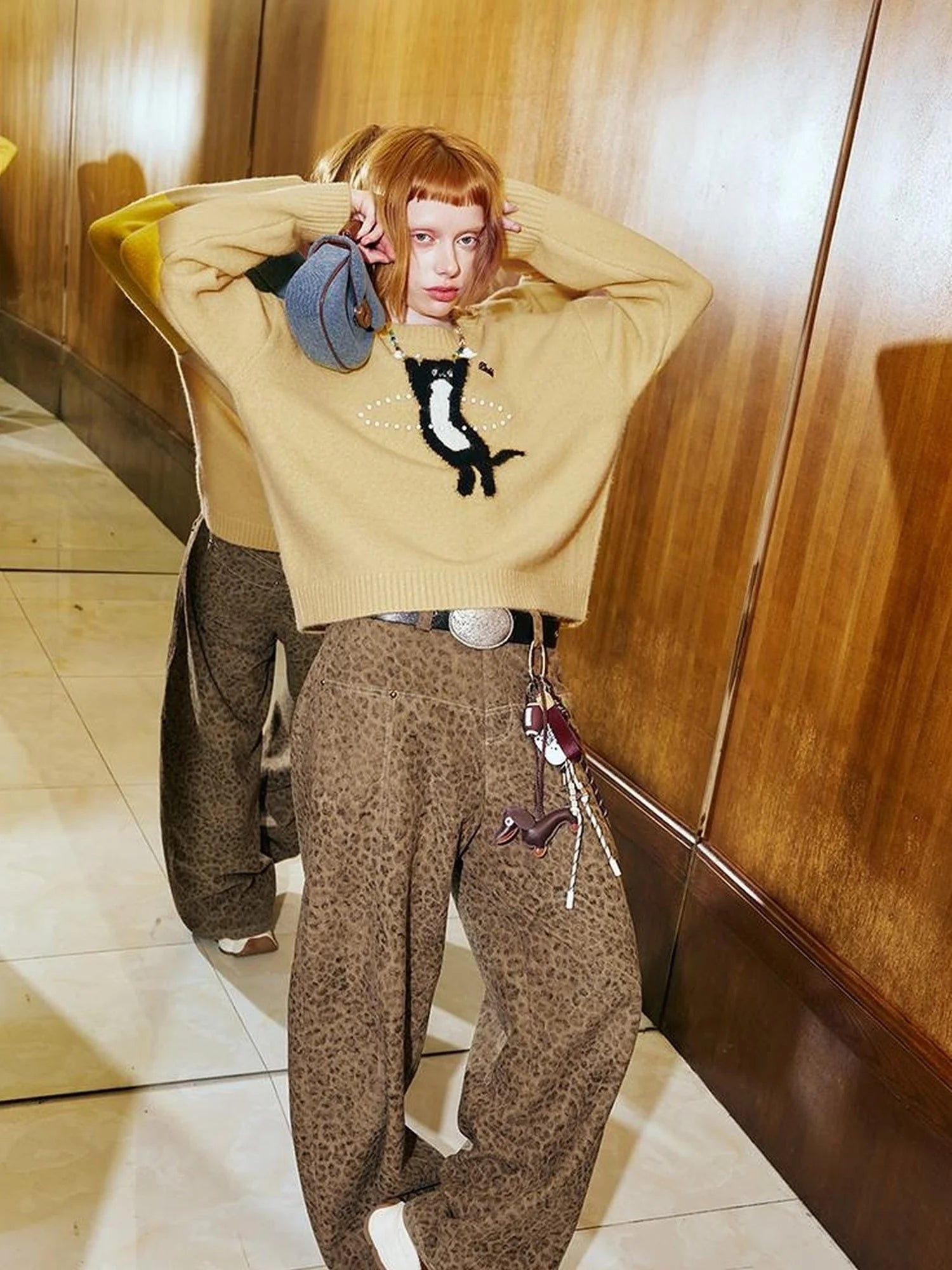 Future Kitten Holographic Beaded Knit Sweater