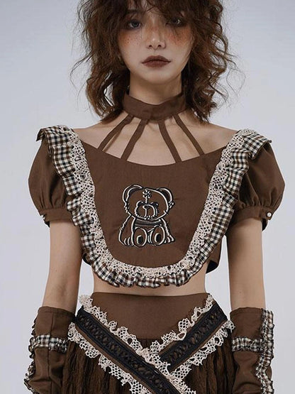 Gentle Earth Bear Embroidered Top