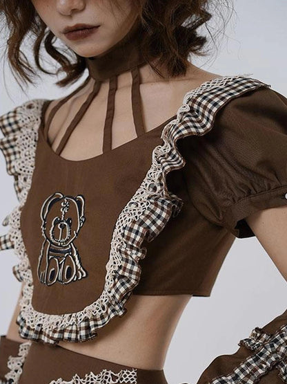 Gentle Earth Bear Embroidered Top