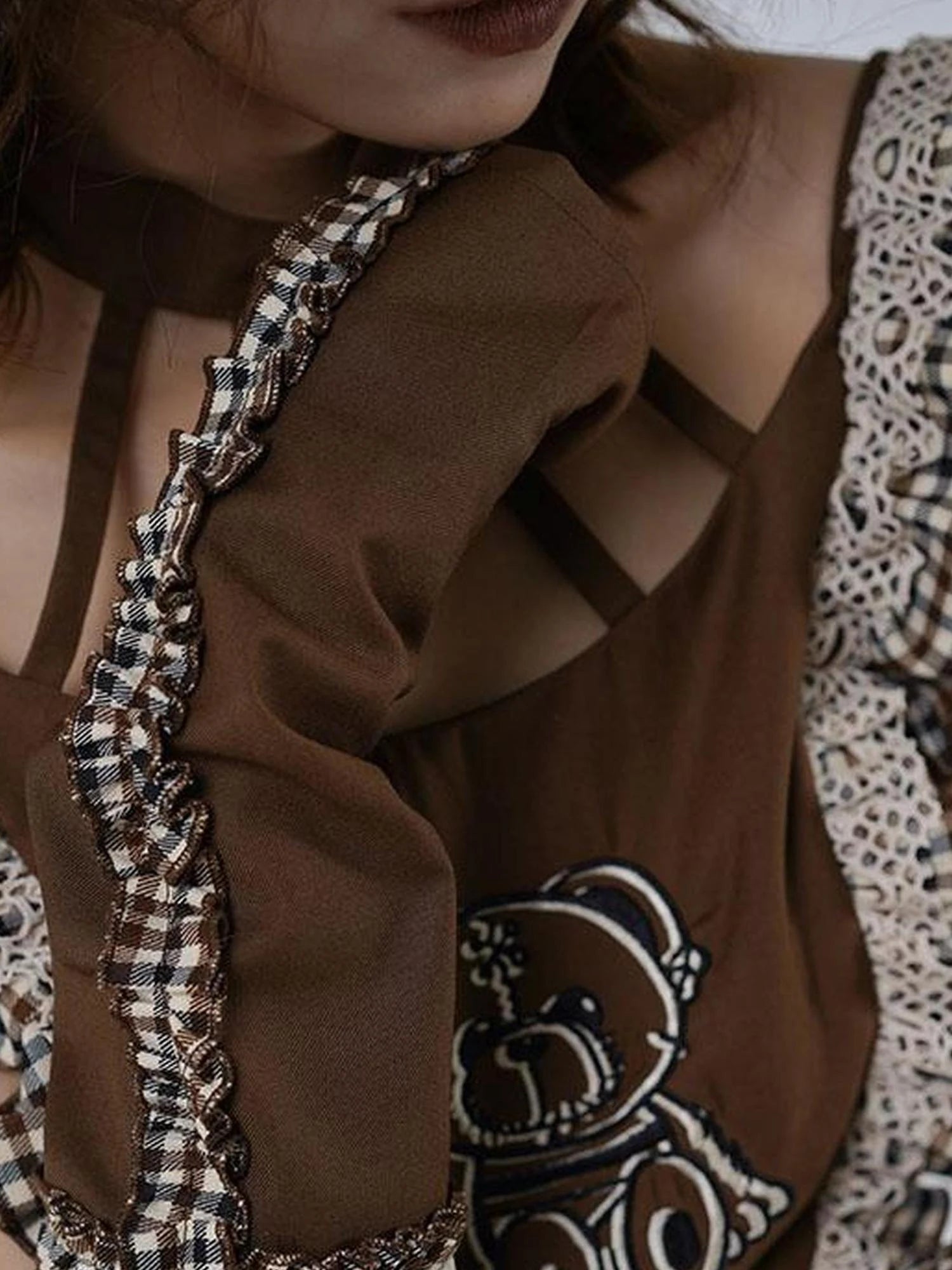 Gentle Earth Bear Embroidered Top