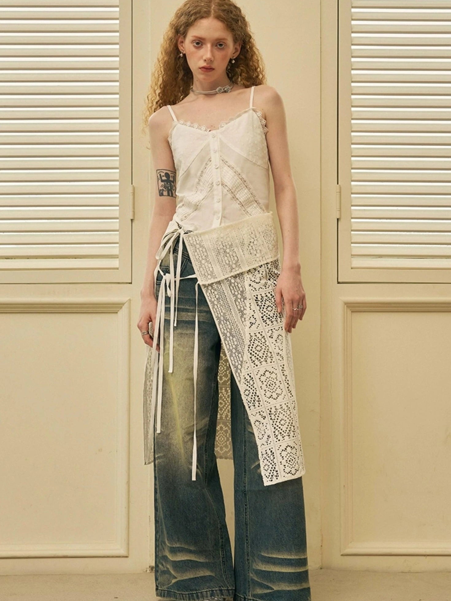 Geometric Deconstructed Layered Apron Skirt