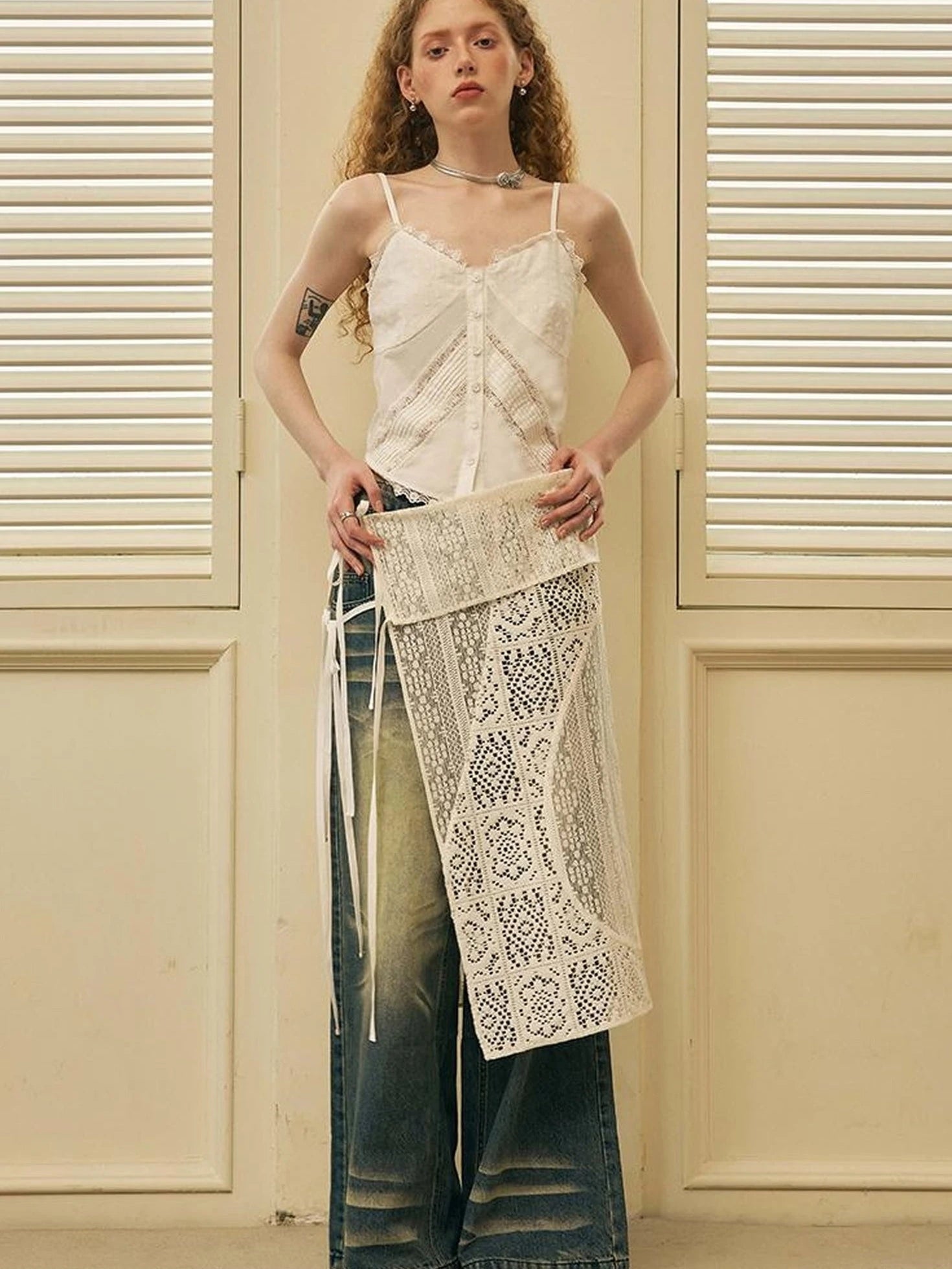 Geometric Deconstructed Layered Apron Skirt