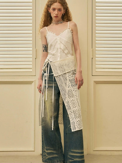 Geometric Deconstructed Layered Apron Skirt