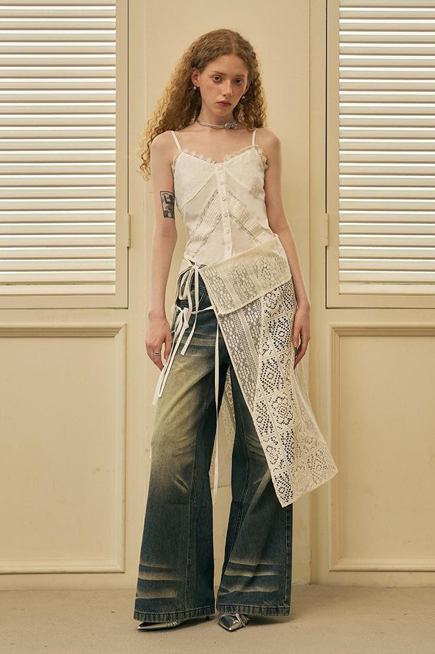 DIDDI MODA Geometric Deconstructed Layered Apron Skirt