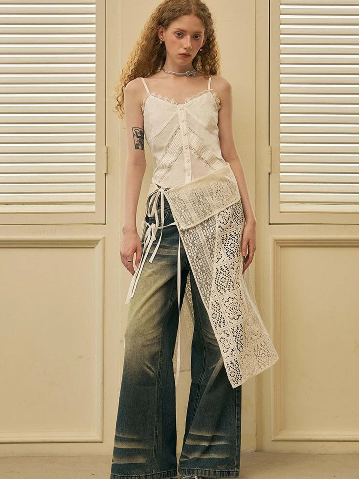 Geometric Deconstructed Layered Apron Skirt
