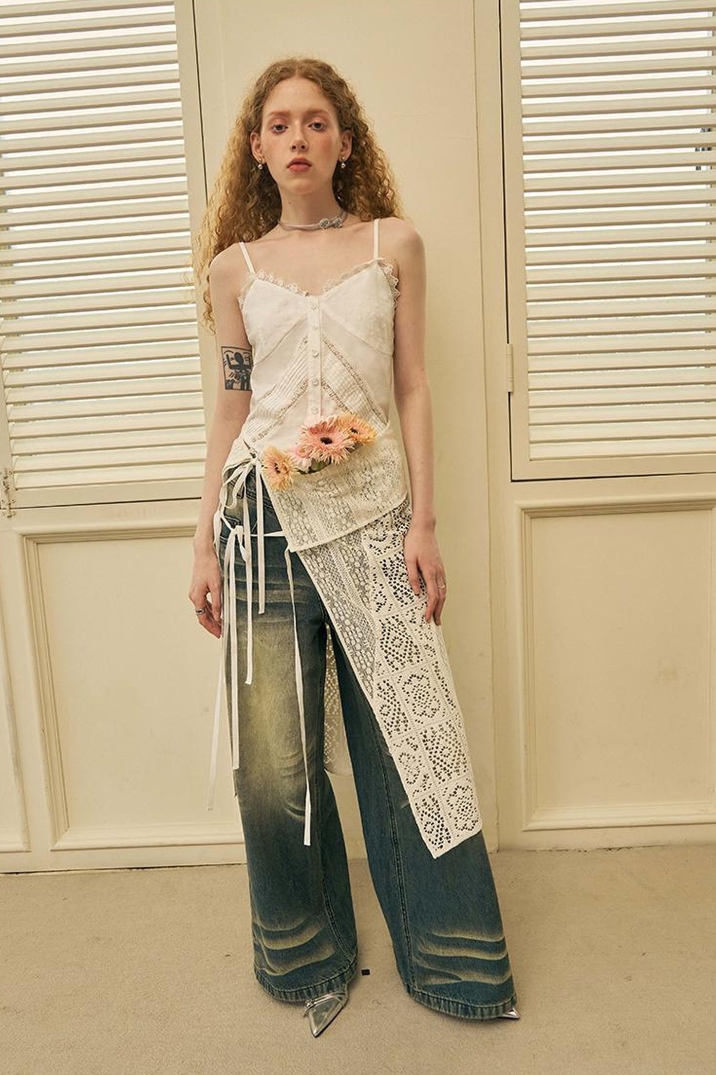 DIDDI MODA Geometric Deconstructed Layered Apron Skirt