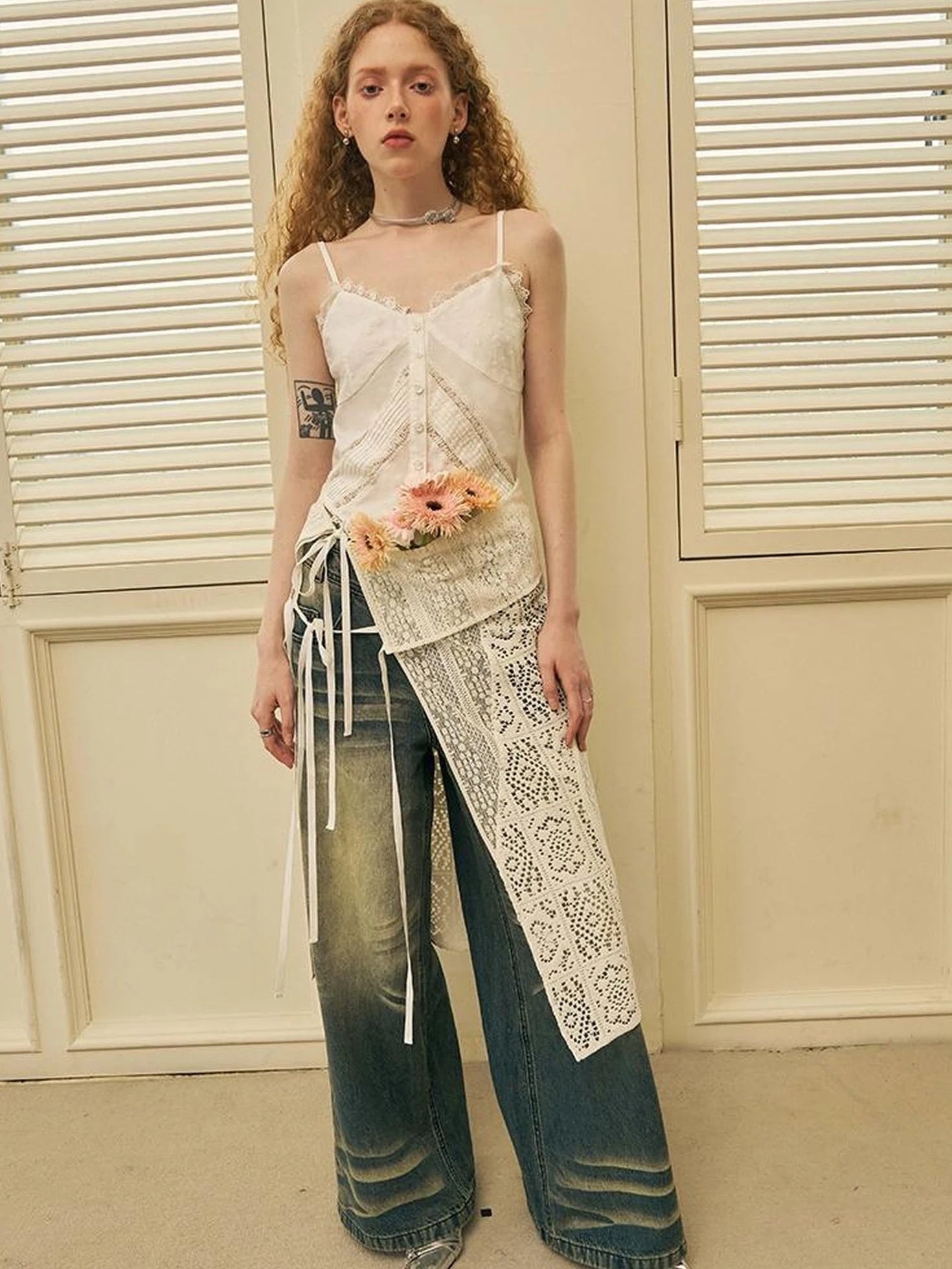 Geometric Deconstructed Layered Apron Skirt
