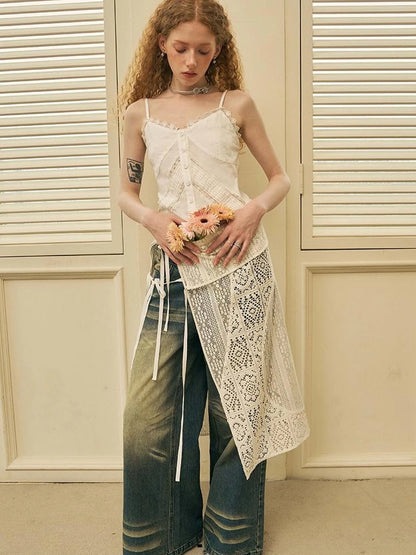 Geometric Deconstructed Layered Apron Skirt