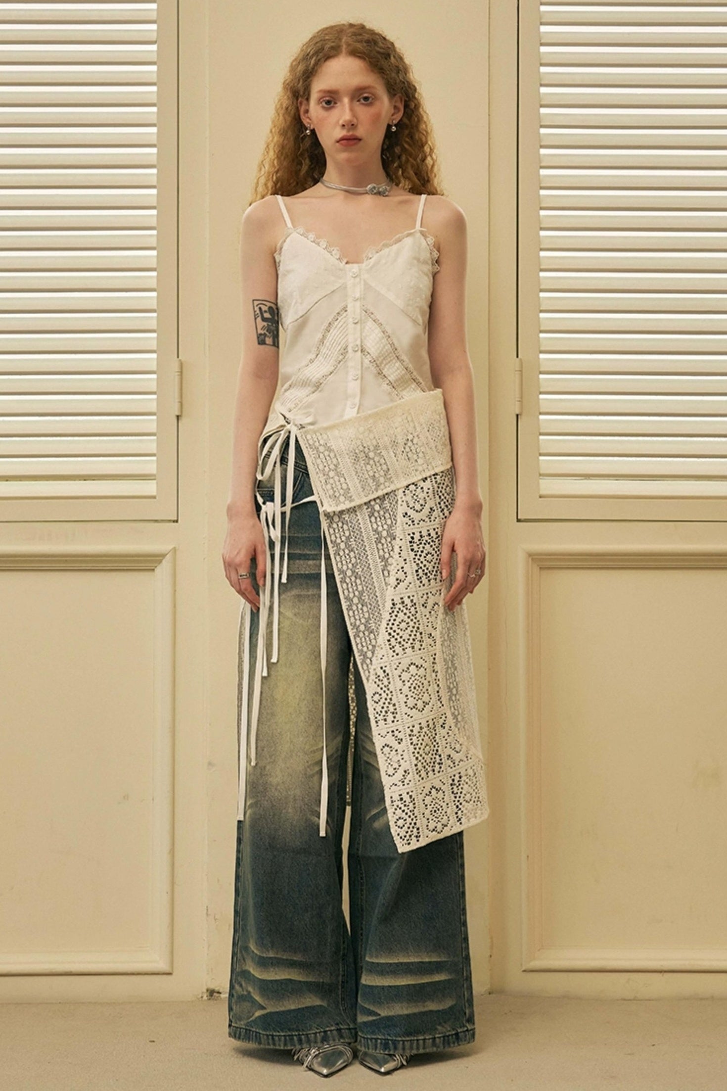 DIDDI MODA Geometric Deconstructed Layered Apron Skirt