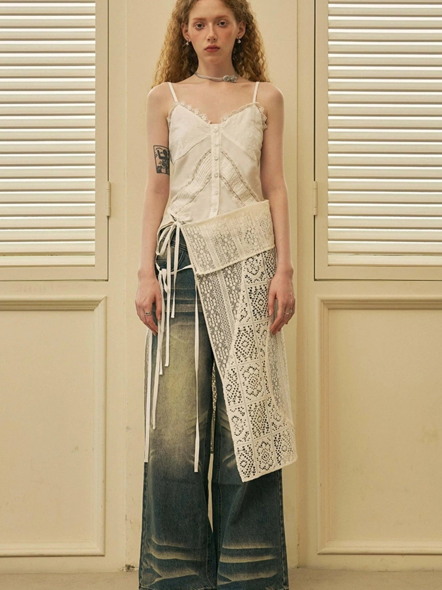 Geometric Deconstructed Layered Apron Skirt