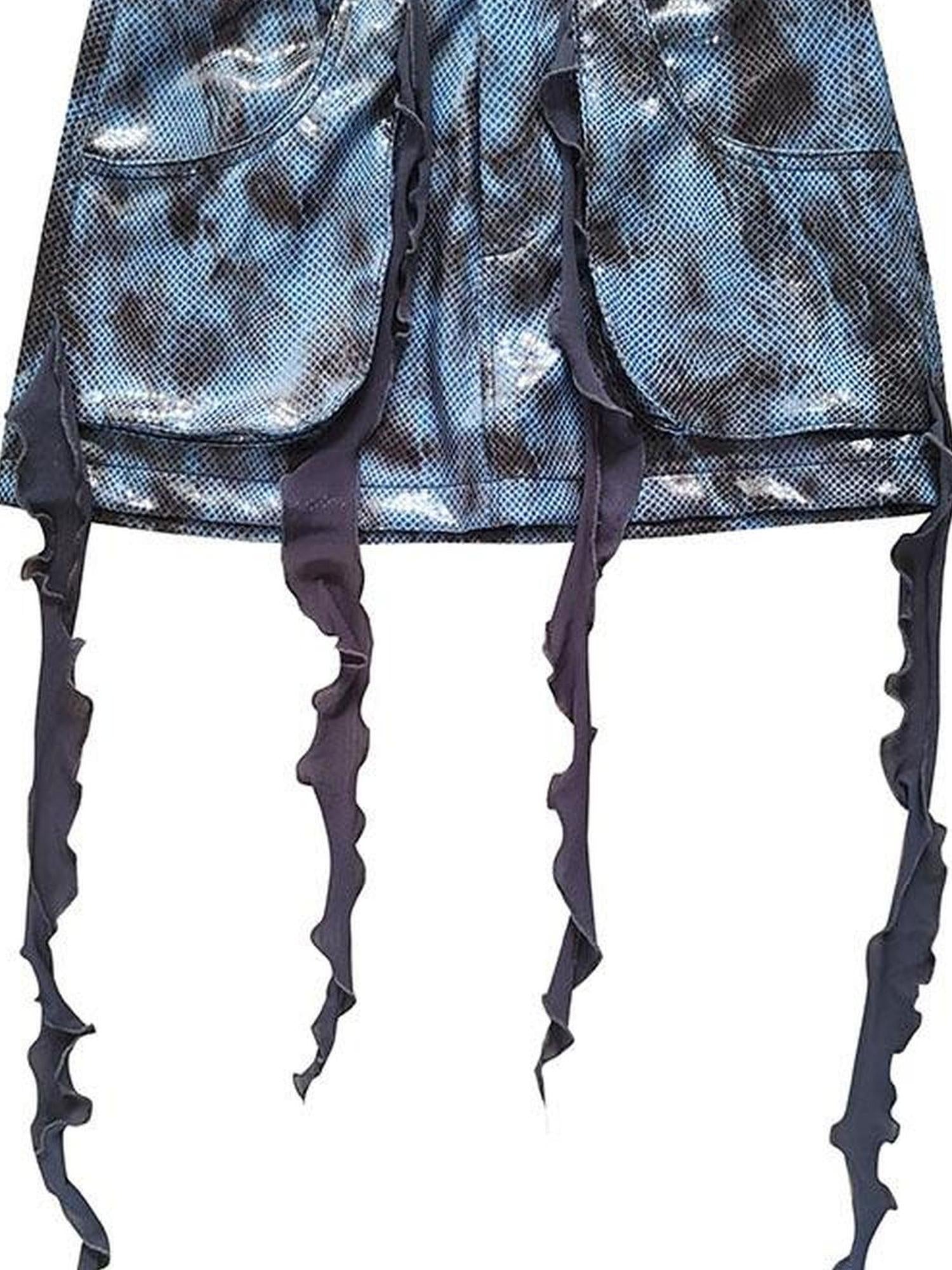 WSW WUSHENWU Glamorous Fringe Snake Print Leather Skirt