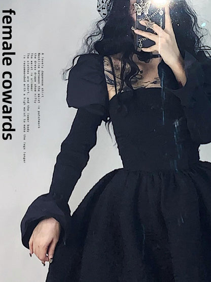 WSW WUSHENWU Gothic Lolita Puff Sleeve Vest With Belt