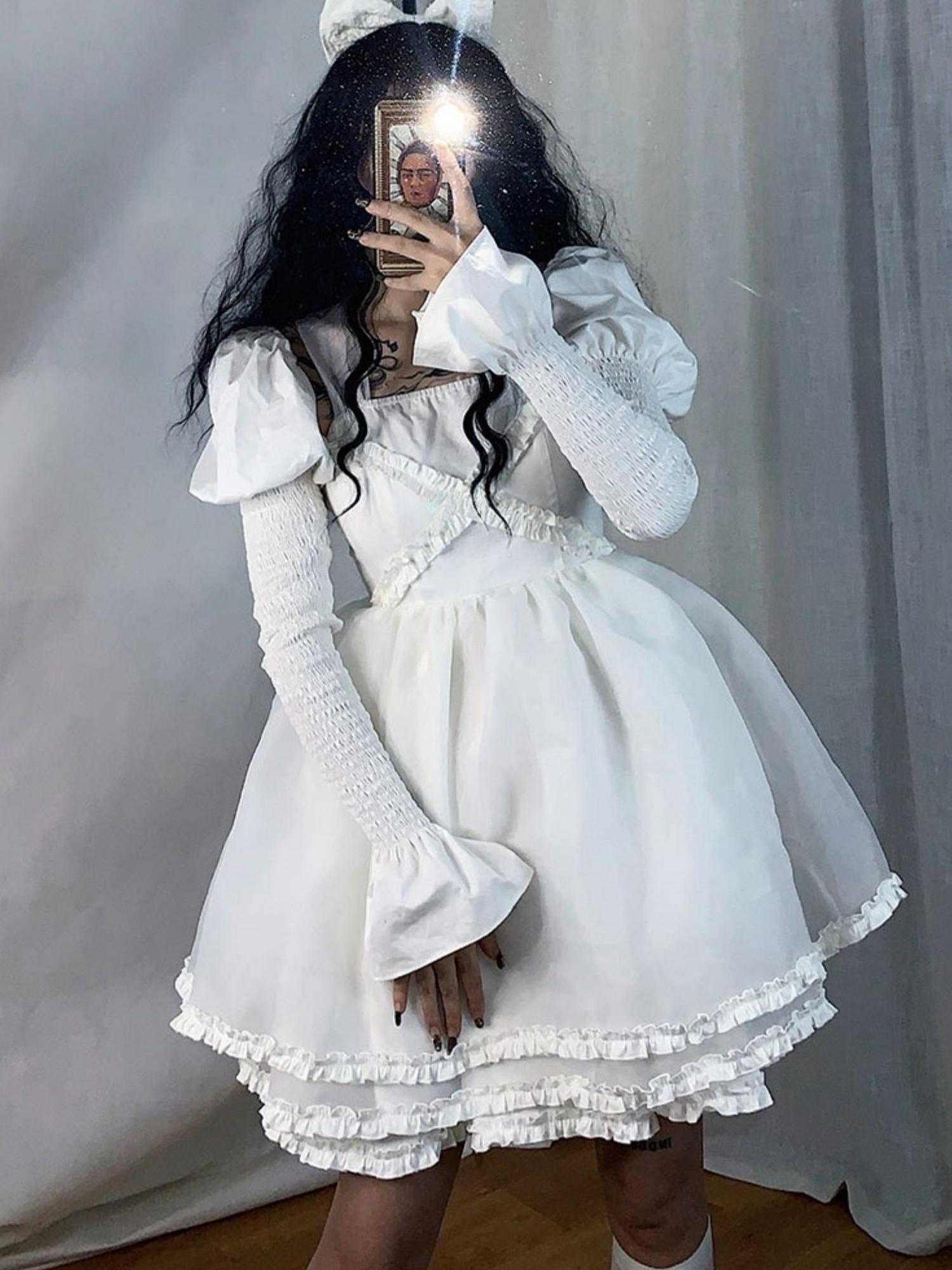 WSW WUSHENWU Gothic Lolita Puff Sleeve Vest With Belt