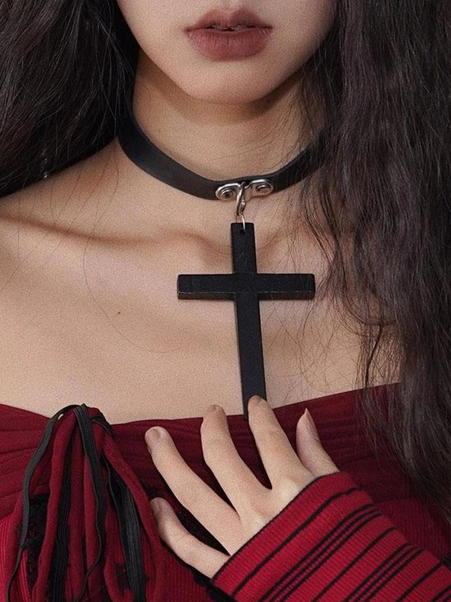 Gothic Punk Cross Necklace Dark Unisex Statement Piece