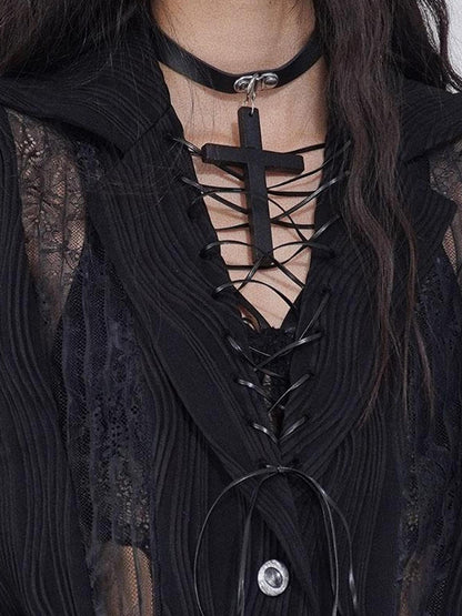 WSW WUSHENWU Gothic Punk Cross Necklace Dark Unisex Statement Piece
