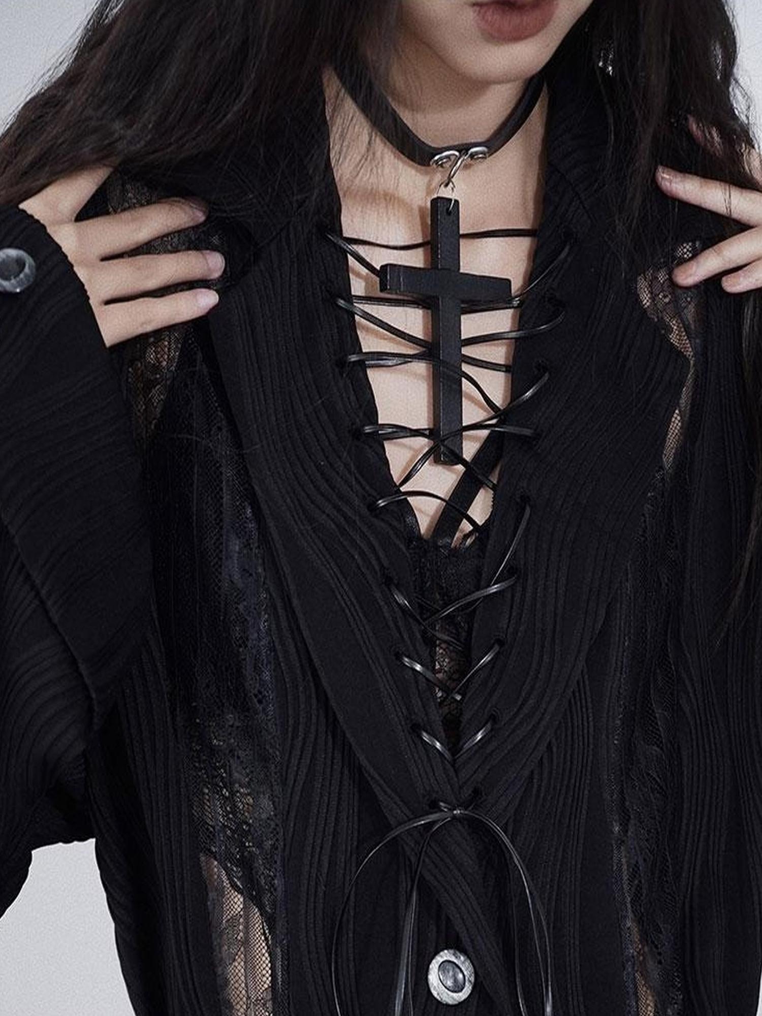 WSW WUSHENWU Gothic Punk Cross Necklace Dark Unisex Statement Piece