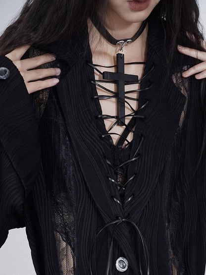 WSW WUSHENWU Gothic Punk Cross Necklace Dark Unisex Statement Piece