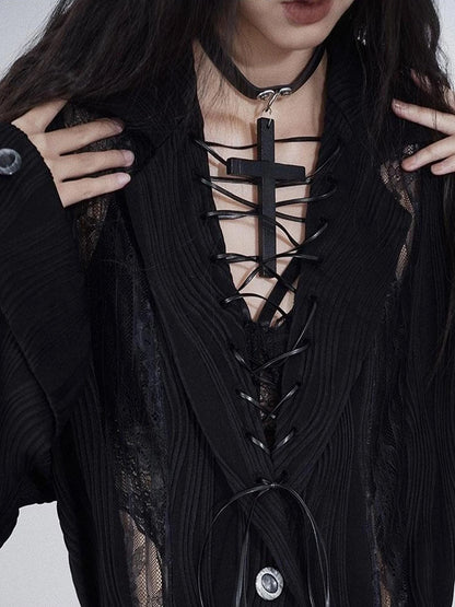 Gothic Punk Cross Necklace Dark Unisex Statement Piece