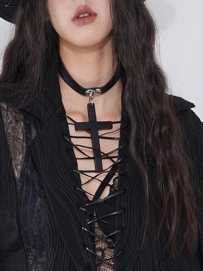 Gothic Punk Cross Necklace Dark Unisex Statement Piece