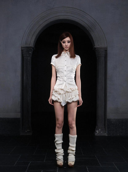 Gothic Punk Lace Satin Bustier Blouse