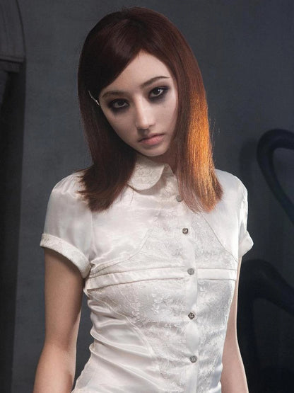 Gothic Punk Lace Satin Bustier Blouse