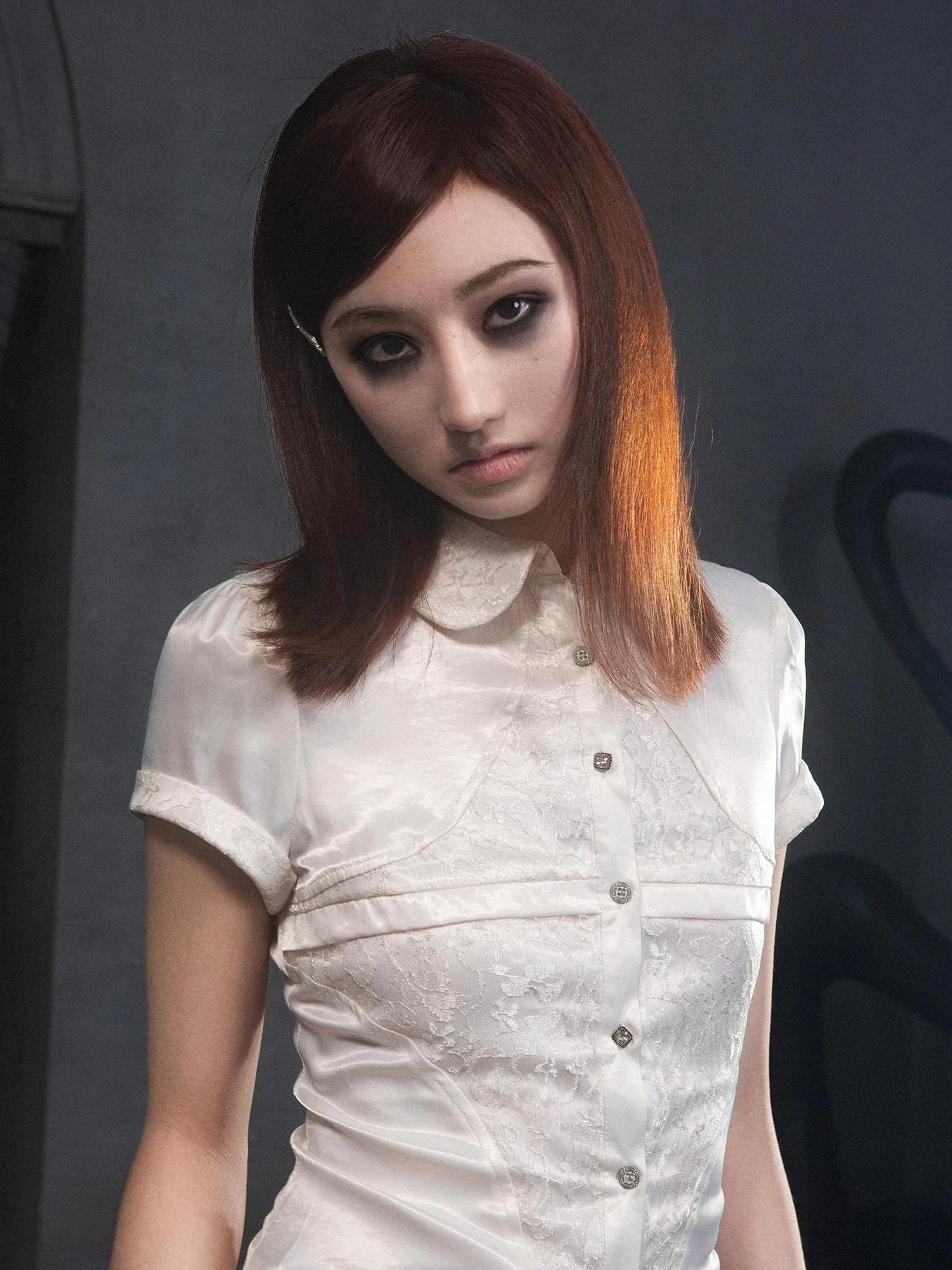 Gothic Punk Lace Satin Bustier Blouse