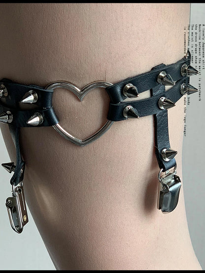 Gothic Punk Sock Garter Dark Studded Legwear