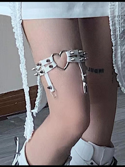 Gothic Punk Sock Garter Dark Studded Legwear