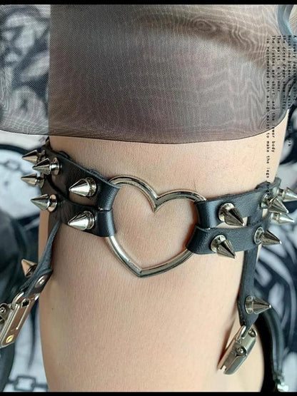 Gothic Punk Sock Garter Dark Studded Legwear