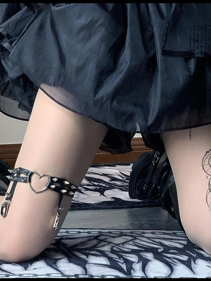 Gothic Punk Sock Garter Dark Studded Legwear