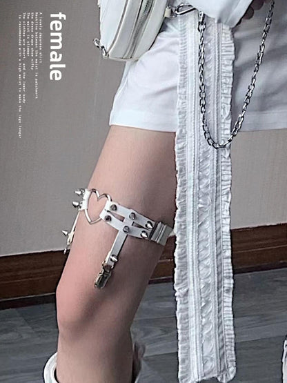 WSW WUSHENWU Gothic Punk Sock Garter Dark Studded Legwear